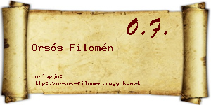 Orsós Filomén névjegykártya